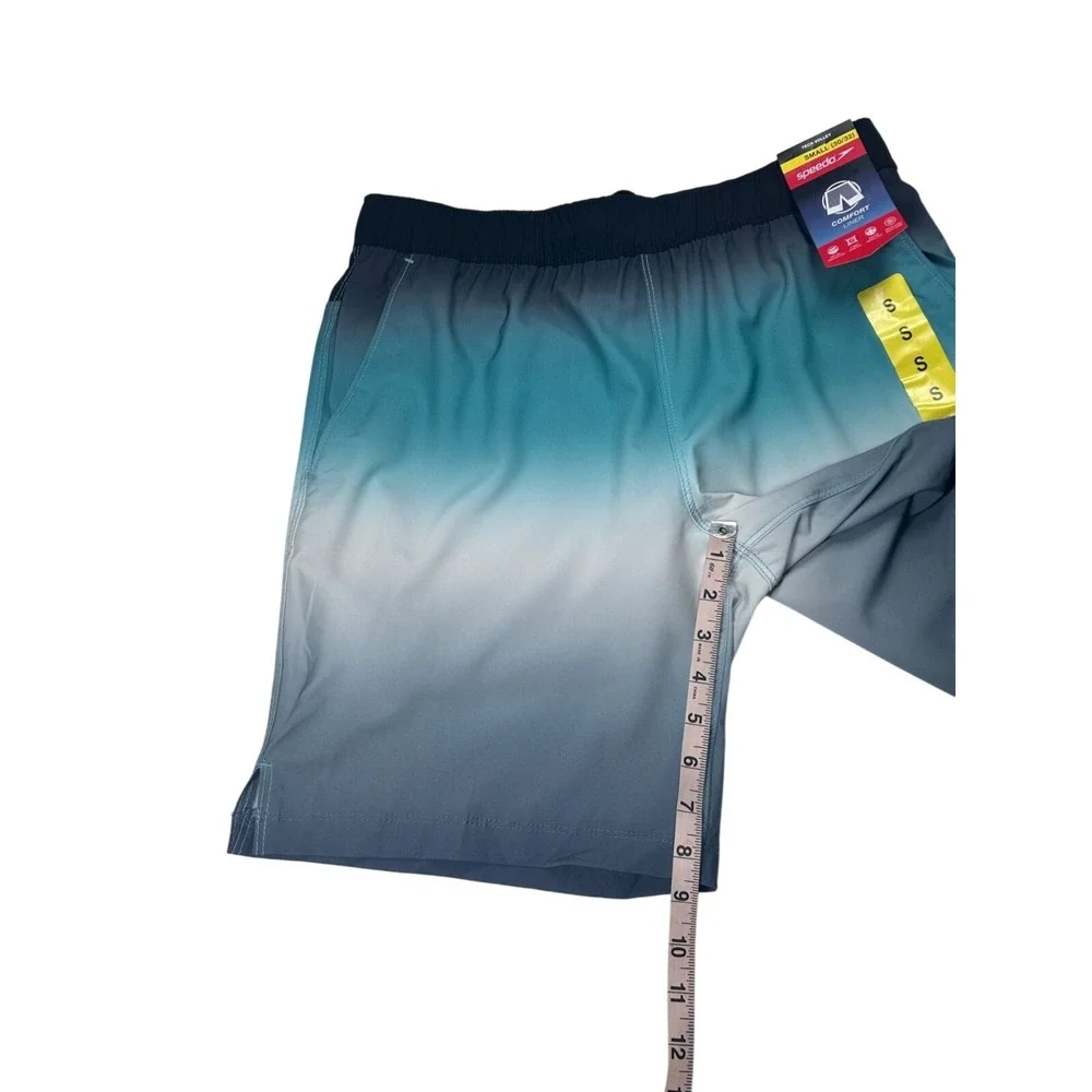 Speedo Tech Volley Mens Swim‎ Trunks Small 30-32 Teal Ombre Comfort Liner New